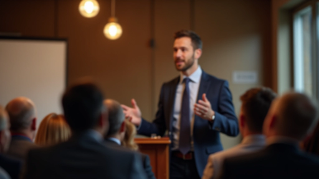 Professional presenting to an audience
