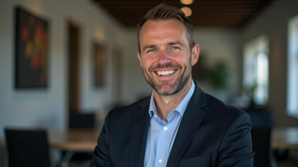Person with genuine, engaged facial expression during presentation, authentic smile and confident demeanor