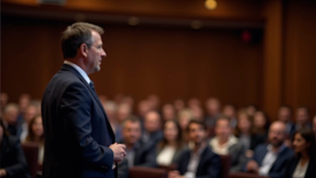 Presenter engaging with audience members, showing open body language and active listening during Q&A session